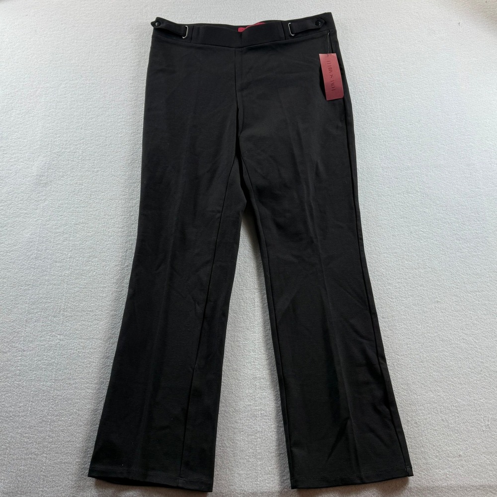 Love Scarlett Dress Pants Women Large Black Pull-On Side Tab Flare 32x29
